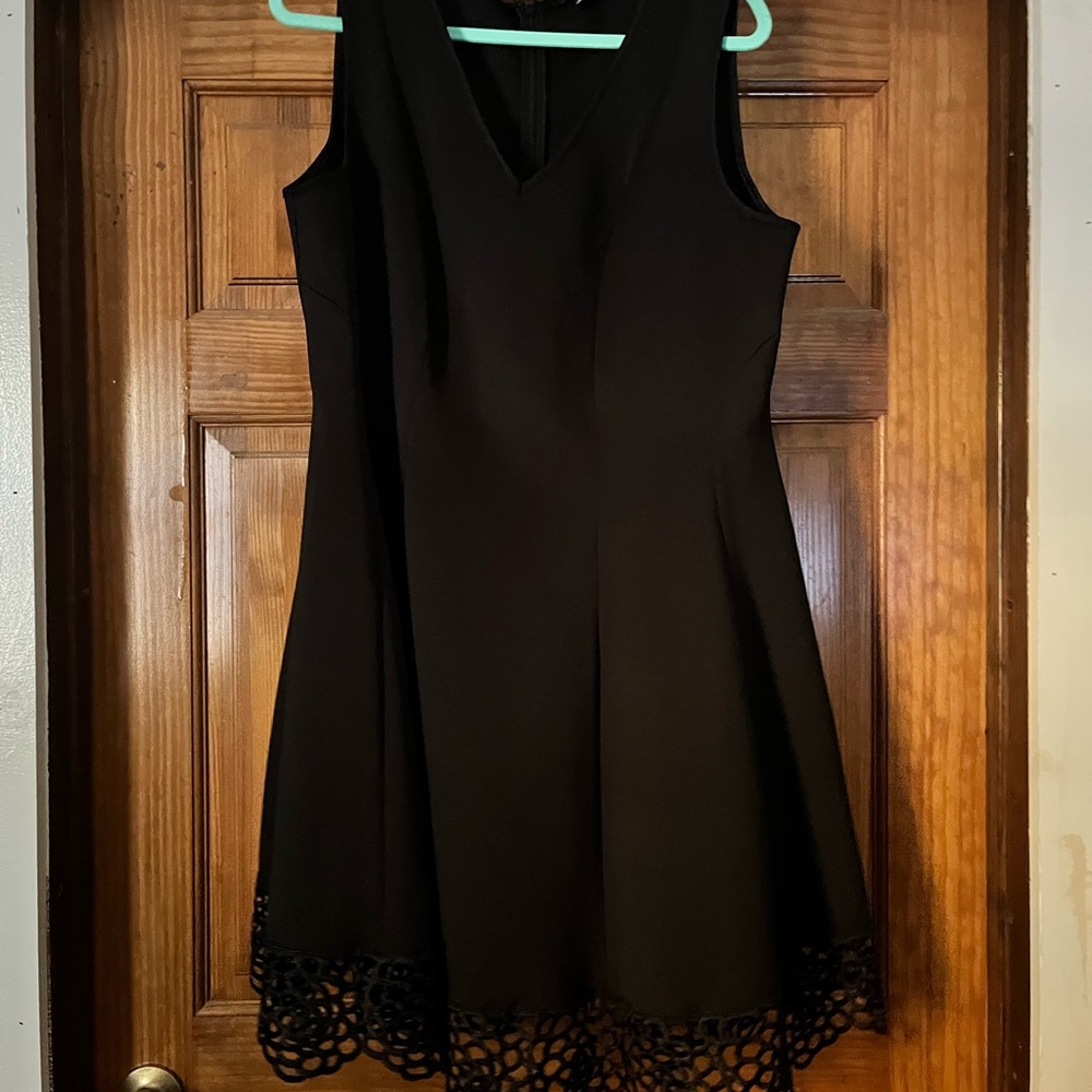 Roz & Ali Black Mini Dress with Lace Hem
